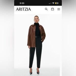 Aritzia Brown Leather Shirt Jacket Size Medium